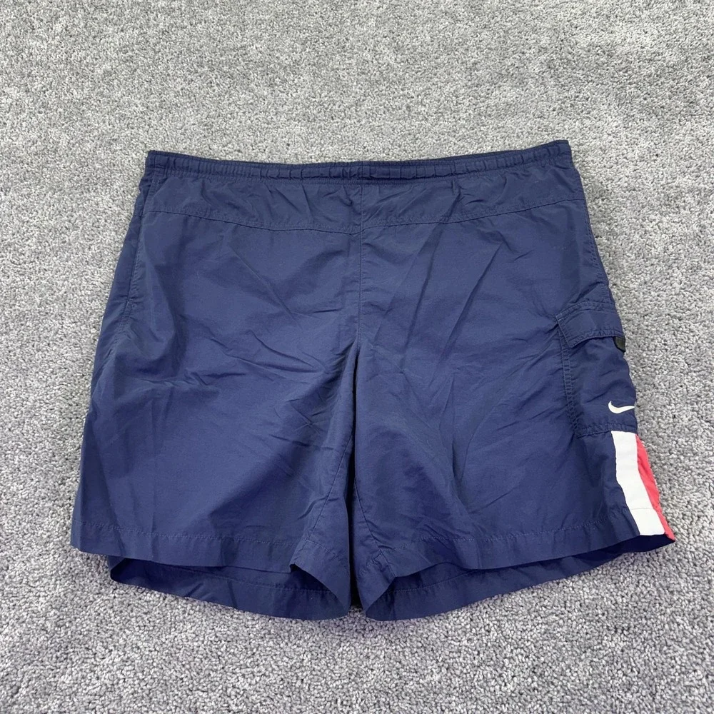 Vtg Nike Swim Shorts Mens XL Blue Colorblock Trunks Lined Drawstring Cargo